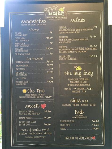 bag lady menu.